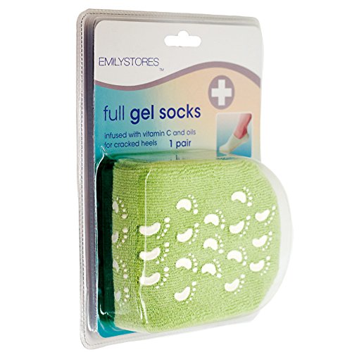 Emilystores Green Moisturize Soften Repair Cracked Skin Moisturizing Treatment Full Gel Jojoba Oil Vitamin E Spa Socks 1Pair #TOP3