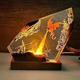 Epoxy Fire Dragon Resin Lamp, Handmade Resin Night Light with USB Port, Multi-Color LED Light, Ideal Home Bedroom Decor, Unique Birthday Holiday Gifts for Father Men Husband Boyfriend Him Kids (6
