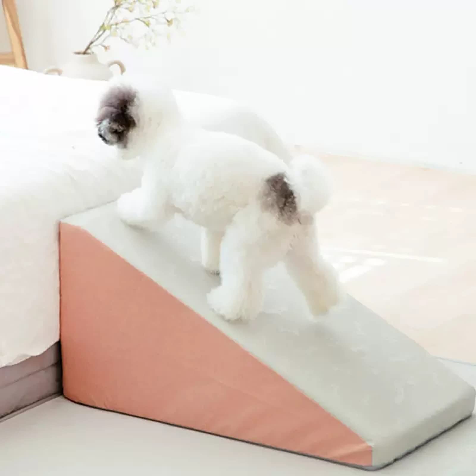 NEDOES Rampa para Perros de 14 Pulgadas de Alto, Pendiente de Espuma para Cachorros para Mascotas pequeñas y Medianas/Gatitos/Cachorros, sofá de fácil Subida/Escalera de Noche (Pink)