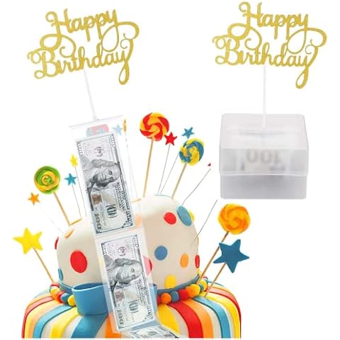 Money Cake Pull Out Kit, Cake Birthday Money Box Set with 20 Transparent Bag , for Birthday Party Cake Decorations Cake Size in 8 Inch or Larger Cover