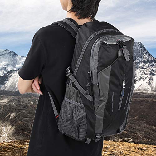 Natudeco 40L Hiking Backpack Nylon Double Shoulder Bag Multiple Pockets Climbing Backpack Waterproof Wearable Travel Backpack for Climbing Camping Hiking Fishing(Black) - Image 2