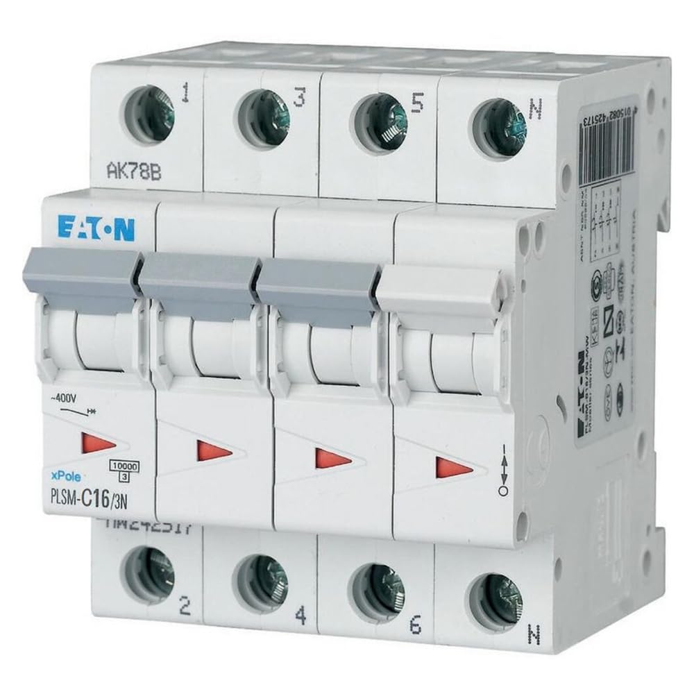Eaton Moeller PLSM-C16/3N-MW Leitungsschutzschalter 16A 3P+N 3-polig+N C-Charakteristik LS-Schalter Sicherungsautomat MCB (242543 alt 245071)