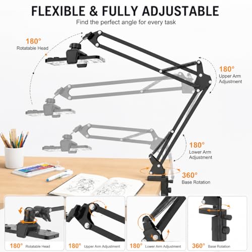 Image of Overhead Tripod for Mobile - Overhead Video Stand Phone Holder - Mobile Stand for Video Shooting - Table Tripod for Cooking, Art, Drawing - Phone Stand for Desk Video Recording