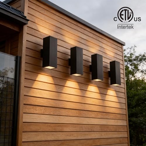 Image of mirrea 18 inch Modern Outdoor Porch Light in 2 Lights, Matte Black, 4 Pack