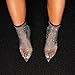 azmodo Women Bling Rhinestones Multi Colour Diamante Detail Stiletto Heel Ankle Sock Boot In Black Fishnet Pointed Toe Heeled Sandals Shoes (numeric_8_point_5)