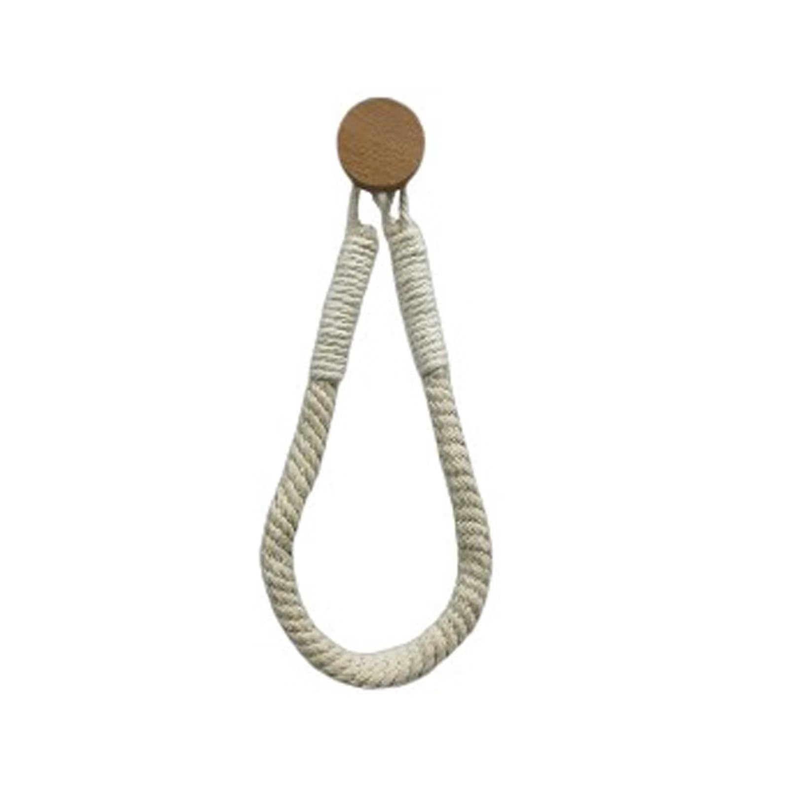 Typutomi Cotton Rope Towel Holder, No punching Wall-Mounted Towel Rack Creative Retro Home Toilet Roll Holder with Wood Hook Beach Themed Bathroom Decor