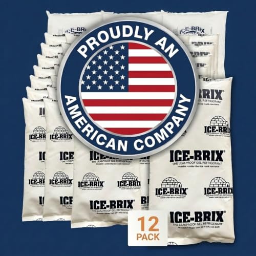 Image of ICE-BRIX Reusable Gel Ice Packs for Shipping, 8 x 6 x 1.25 in, 24 oz White (12 Pack) - Large Cold Packs for Frozen Food, Meal Kits, Coolers, Medical Shipping & Perishable Mailers