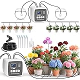 Ambesty Automatisches Bewässerungssystem Indoor für Garten Pflanzen mit Doppelte Pumpe Unabhängige Kontrolle, DIY Tropfbewässerungsset mit Einstellbar, Bewässerung Zimmerpflanzen für Balkon