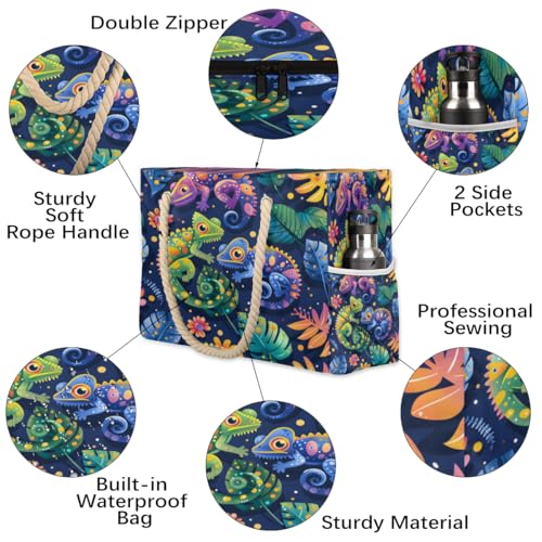 Tote Beach Bag for Women Large Zipper Beach Bags Waterproof Sandproof Lighthouse Gym Swim Pool Travel Bag3