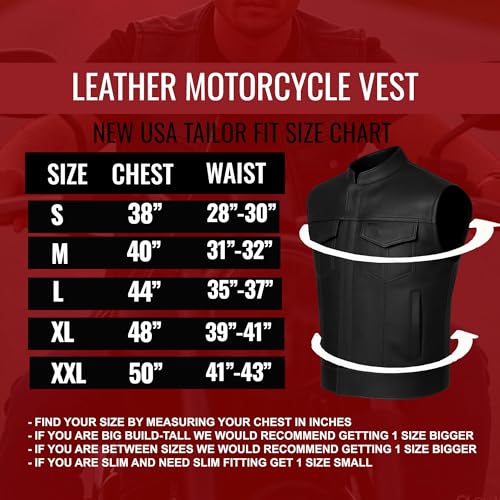 image for Jackets 4 Bikes Men’s SOA Motorcycle Vest – Premium Buffalo Leathe