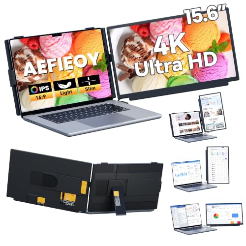 Image of Upgraded Laptop Screen Extender, 15.6 inchUltra-Thin Dual Portable Monitor with 4K UHD IPS, Detachable & 4-in-1 Modes, USB-C /HDMI Plug-Play Monitor Extender for Mac /Win /Android, Fits 13-17 inch Laptops