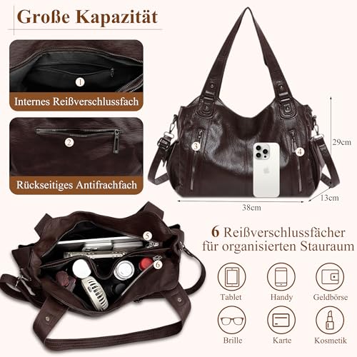 Handtasche Damen, Shopper Tasche PU-Leder, Schultertasche – Bild 3