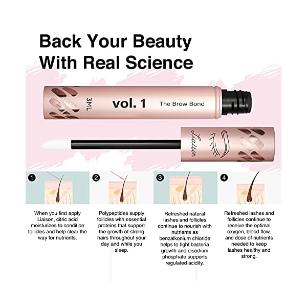 Liaison-Brow-Bond-Eyebrow-Growth-Serum-Natural-Peptide-Brow-Boost-Enhancer-for-Longer-Fuller-Thicker-Eyebrows-Vegan-Cruelty-Free-Paraben-Free-Talc-Free-Irritation-Free-Formula Eyebrow Growth Serum (3ml) Brow Serum for Thicker, Fuller, Healthier Brows - Premium Vegan & Cruelty-Free to Grow Eyebrows - Suero Para Pestañas Crecimiento - 2 Month Supply - USA, Women-Owned