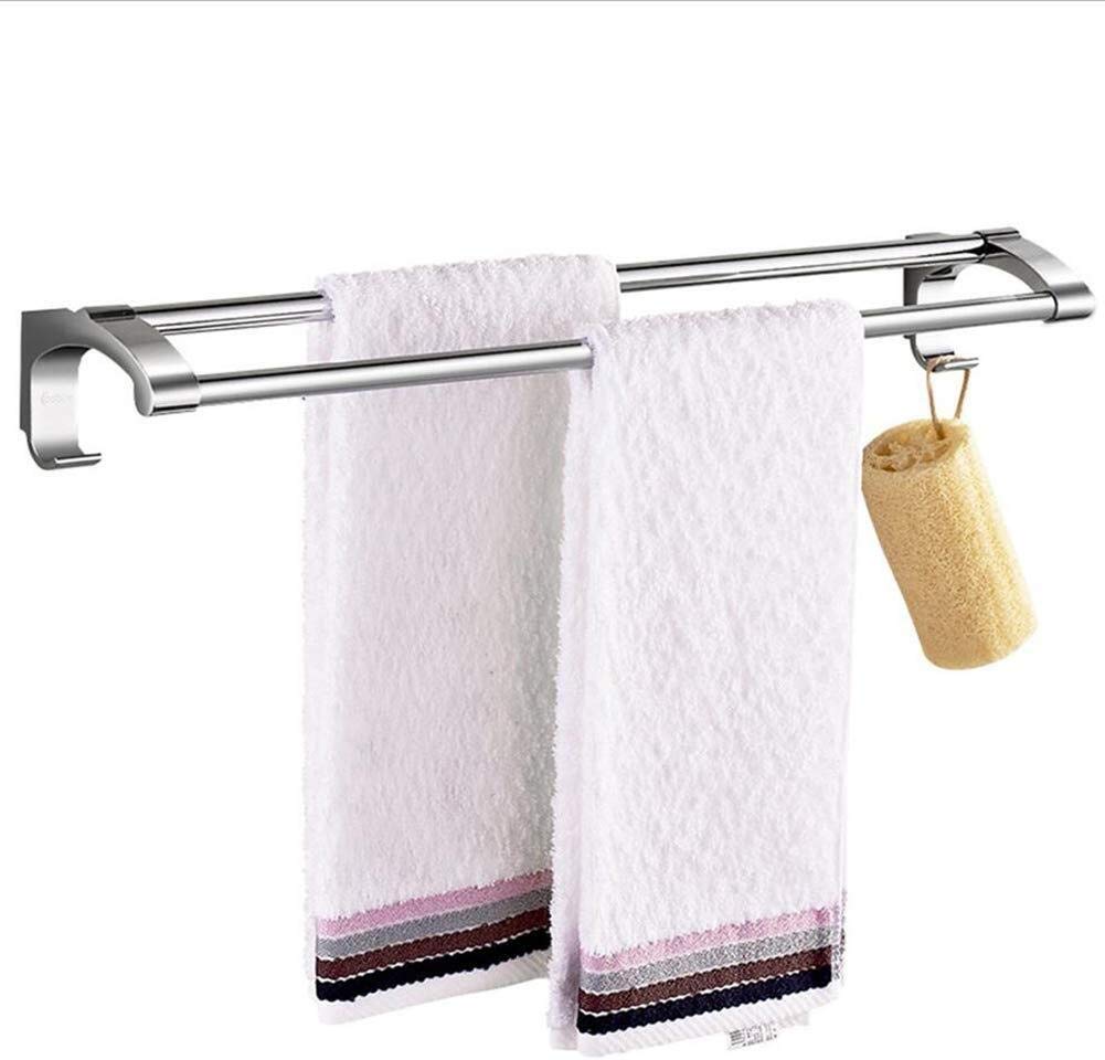 Porte-serviettes double pôle en acier inoxydable 58cm pour accessoires de salle de bains