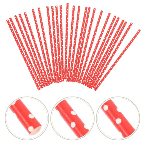Pitillos de papel rojos con puntos 100 pcs 19.7 cm miniatura 6