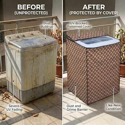 Image of DREAM CARE Waterproof & Dustproof Washing Machine Cover Top Load & Semi Automatic Suitable for 6 kg, 6.2 kg, 6.5 kg (80 x 86 x 51 cms)