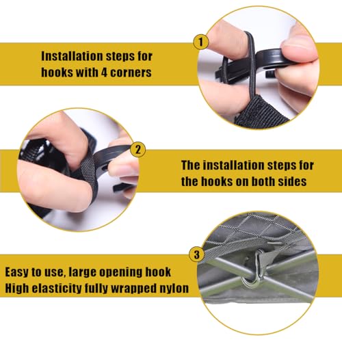 Image of Cargo Net for Utility Folding Wagon, Beach Cart,Trolley Cart, Wagon net Cover,Garden Cart Cover Net - Elastic Heavy Duty Nylon Net with 4 Hooks (35.5 inchx23.6 inch to 71 inchx47 inch) (4)