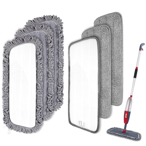 Housse de Nettoyage Remplacement, 6PCS Microfibre de Balai Mop Remplacement pour Serpillère Spray/Nettoyeur Vapeur, Lot de 6 Housse de Nettoyage Rechange Mop...