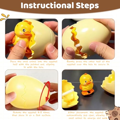GZWY Aufziehbare Tier-Überraschungseier, Ostern Wind-Up Animal Hatching Surprise Egg, Wiederverwendbares Uhrwerk-Spaß-Tierspielzeug, Drehen Sie das Ei, um EIN laufendes Tier auszubrüten (A)