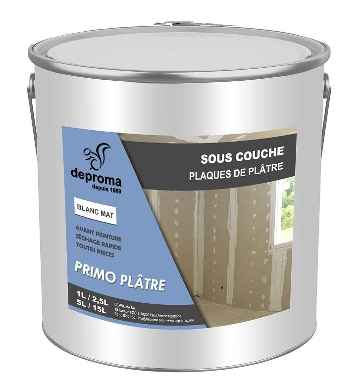 DEPROMA Sous couche d'impregnation plaques de plâtre - Qualité professionnelle (2,5 Litres)