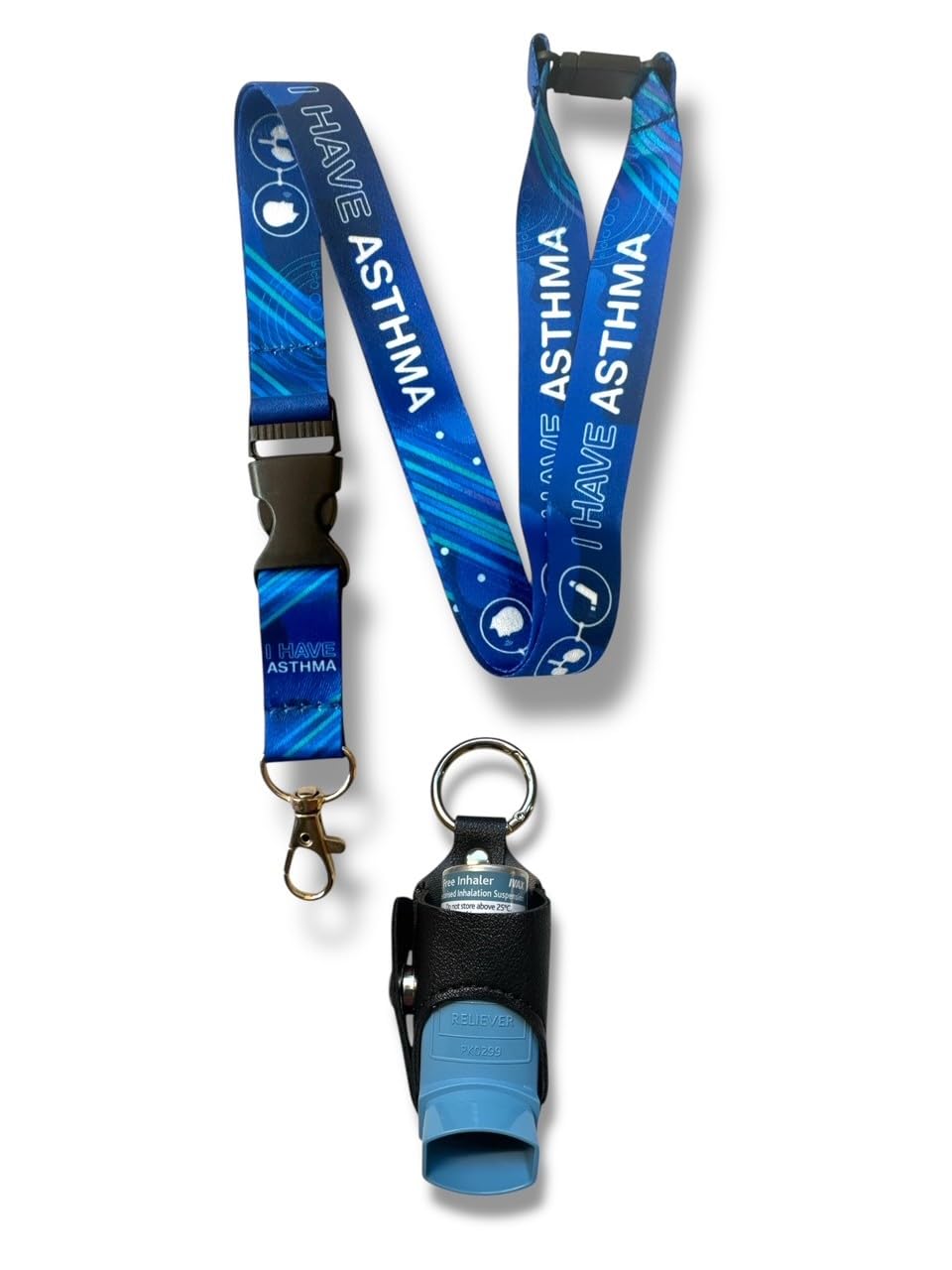PAC Supplies Global Asthma Inhaler Lanyard with Inhaler Carry Pouch, Black