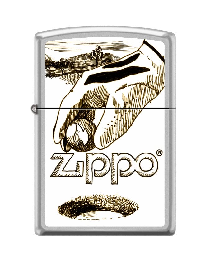 Zippo Lighter-Golf Ball Zippo Satin Chrome Windproof Lighter #Z5404