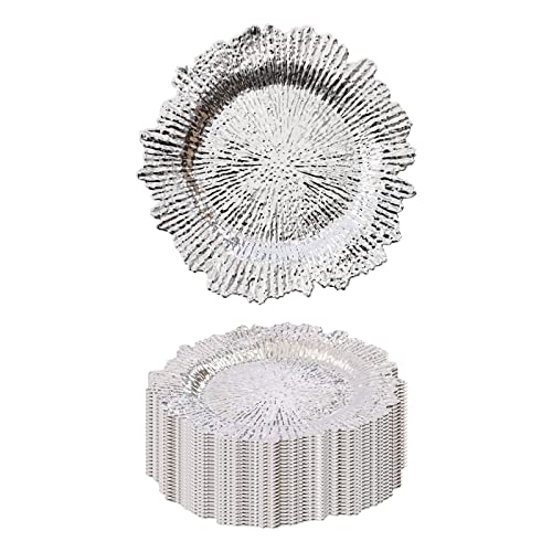 24 Platos Cargadores Plateados Reutilizables 13 pulgadas miniatura 2