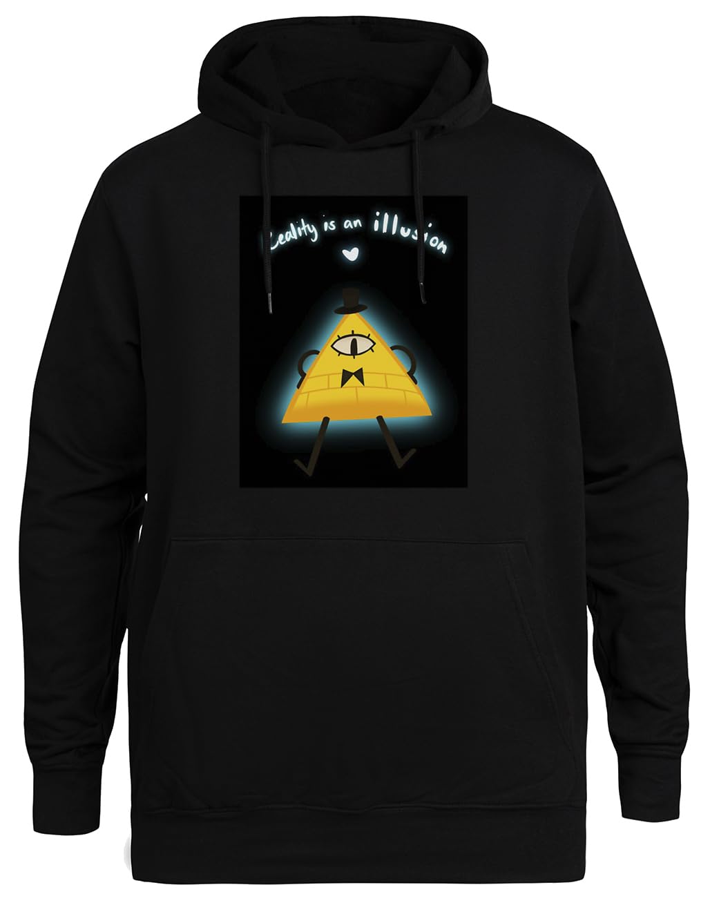 Bill Cipher Gravity Falls Unisex Czarna Bluza Ekologiczna z Kapturem Unisex Black Hoodie Eco-Friendly Hooded Jacket