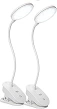 Miady 2 Pack Clip on Lamp,Battery Powered Reading Light,Clamp for Bed with 3 Brightness Level,USB Rechargeable