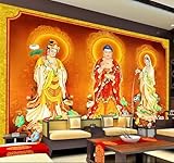 Tzxztt Kreativ Dreidimensional Goldene Buddha Statue Lotus 3D Tapete Hochwertige Strukturierte Seide Neutrale Material Ideal Für Wohnzimmer Schlafzimmer-350cm×256cm