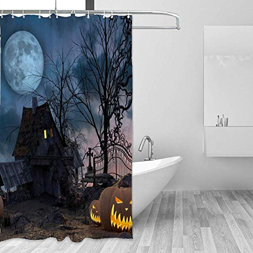 Rideau de douche polyester Halloween lavable avec 12 crochets en C 66x72 cm - 4