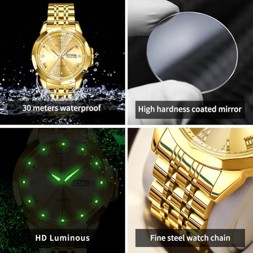 Image of OLEVS Watch for Men Diamond Casual Analog Roman Quartz Stainless Steel Waterproof Luminous Date Calendar Luxury Gifts Wrist Watch