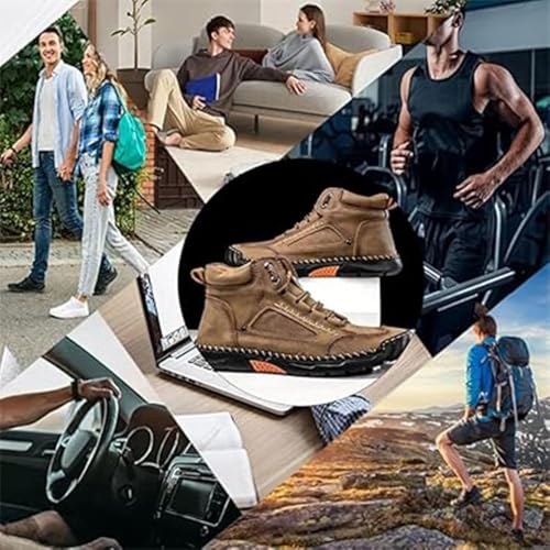 Hillde Orthopedic Shoes for Men, Hillde Shoes, Men's Casual Leather Handmade Non-Slip Arch Support Loafers, Fashion Mid-top Ankle Chukka Boots for Walking and Driving4