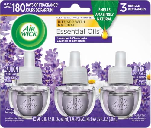 Image of Air Wick Plug in Scented Oil Refill, 3ct, Lavender & Chamomile, Air Freshener, Essential Oils