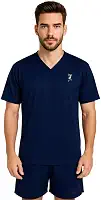 Pijama Masculino Verão Gola V Camisa Manga Curta Short Adulto Davi