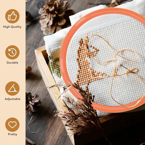 Image of Plastic Embroidery Hoop Ring, 3PCS 4in Round Embroidery Frame Hoop Sets Household Small Embroidery Hoops Cross Stitch with Sdjustable Tension Screw for Beginners and Crafters
