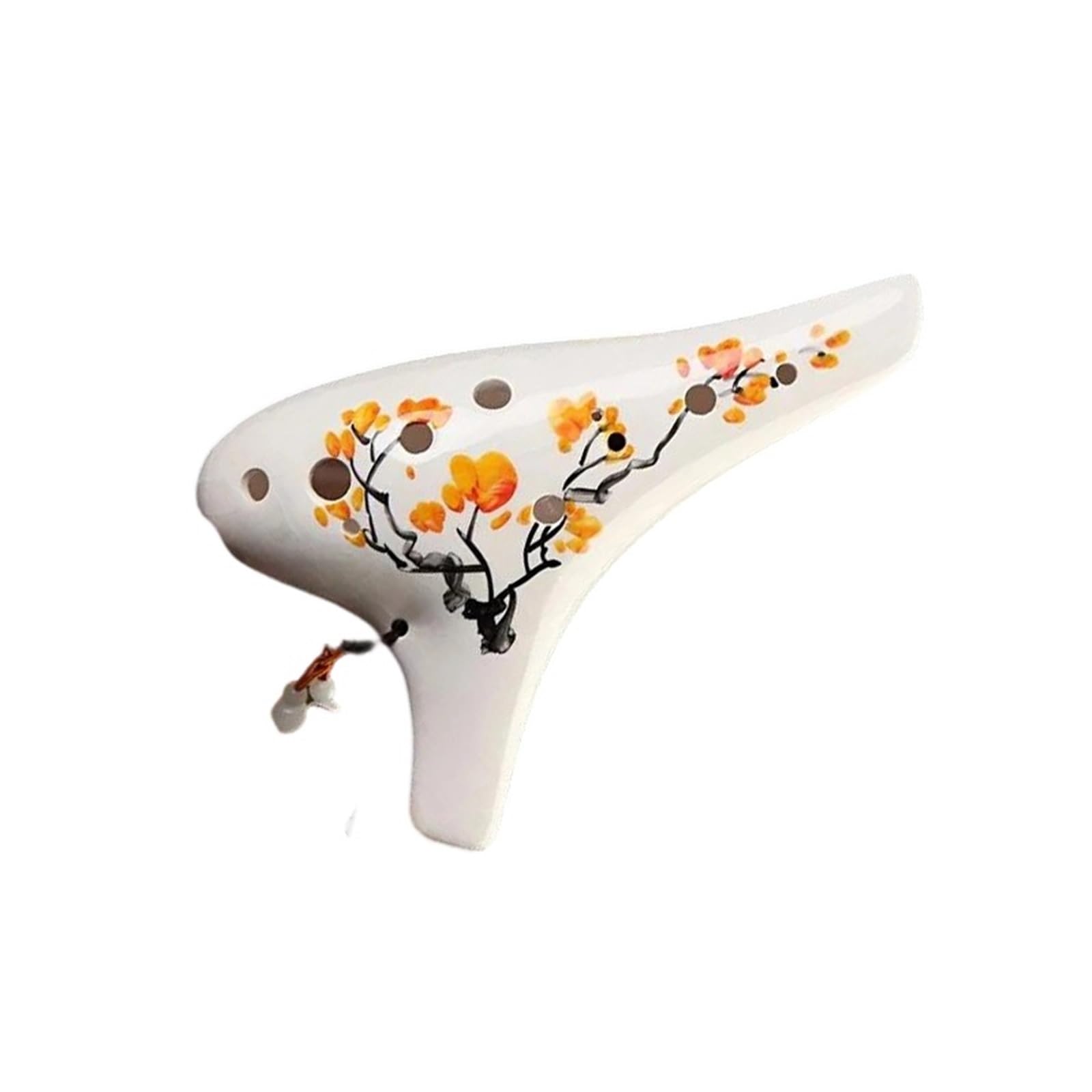 Ocarina Alto Strumento, Ocarina in ceramica a 12 fori, disegno botanico dipinto a mano, 16x10 cm