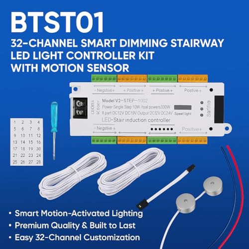 Image of Blackt Electrotech 32-Channel Precision Stairway Automation - DC 12V-24V High-Density LED Logic Controller - Motion-Activated Multi-Zone Sequencing Module for Architectural Lighting