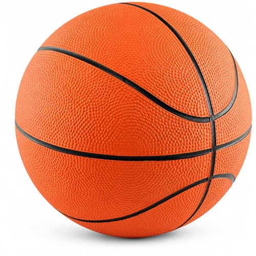 The Dreidel Company 7 Mini Rubber Basketball for Kids Size 3 Youth Indoor Outdoor Basketball with Easy Grip Pebbled Texture for Mini Hoops Toddlers and Beginner Ballers (Single)