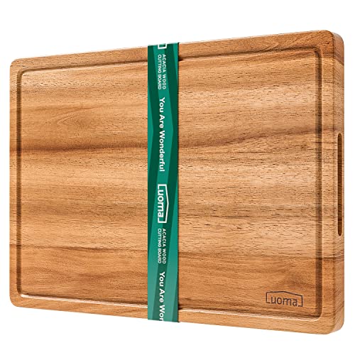 Luomal Großes Schneidebrett, Schneidebretter aus Holz für Küche, Akazienholz Schneidebrett mit Saftrille, Schneidebrett für Fleisch, Käse und Gemüse, 43,2 x 30,5 cm Cover