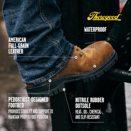 Thorogood 8” Waterproof Work Boots for Men - Genesis Series - Full-Grain Leather with Comfort Insoles and Slip-Resistant Nitrile Rubber Outsoles4