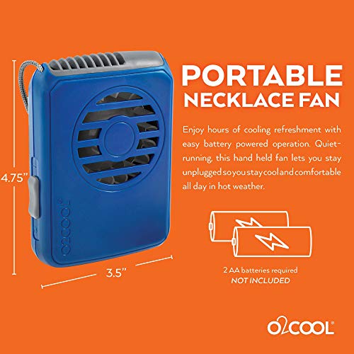 O2Cool Battery Powered Deluxe Necklace Fan For Personal Cooling With Adjustable Lanyard (Blue) #TOP4