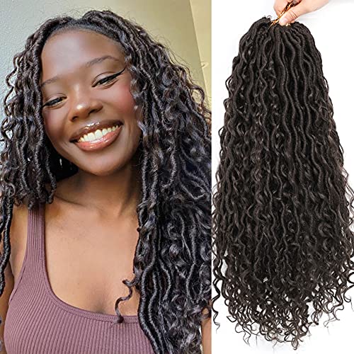 Karida Boho Goddess Locs Crochet Hair 22 Inch 8Packs River Faux Locs Crochet Hair With Curly Ends River Curls Crochet Locs Synthetic Braids Hair Extensions (22 Inch (Pack of 8), 4#)
