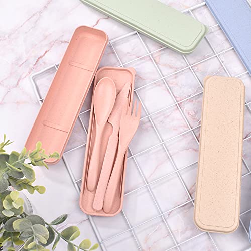 Camping Utensils Set With Case, 4 Pack Reusable Utensils Set, Plastic Spoon Knife Forks Portable Cutlery Set, Travel Utensil Set With Case For Kids Adult Picnic Camping Or Birthday #TOP6