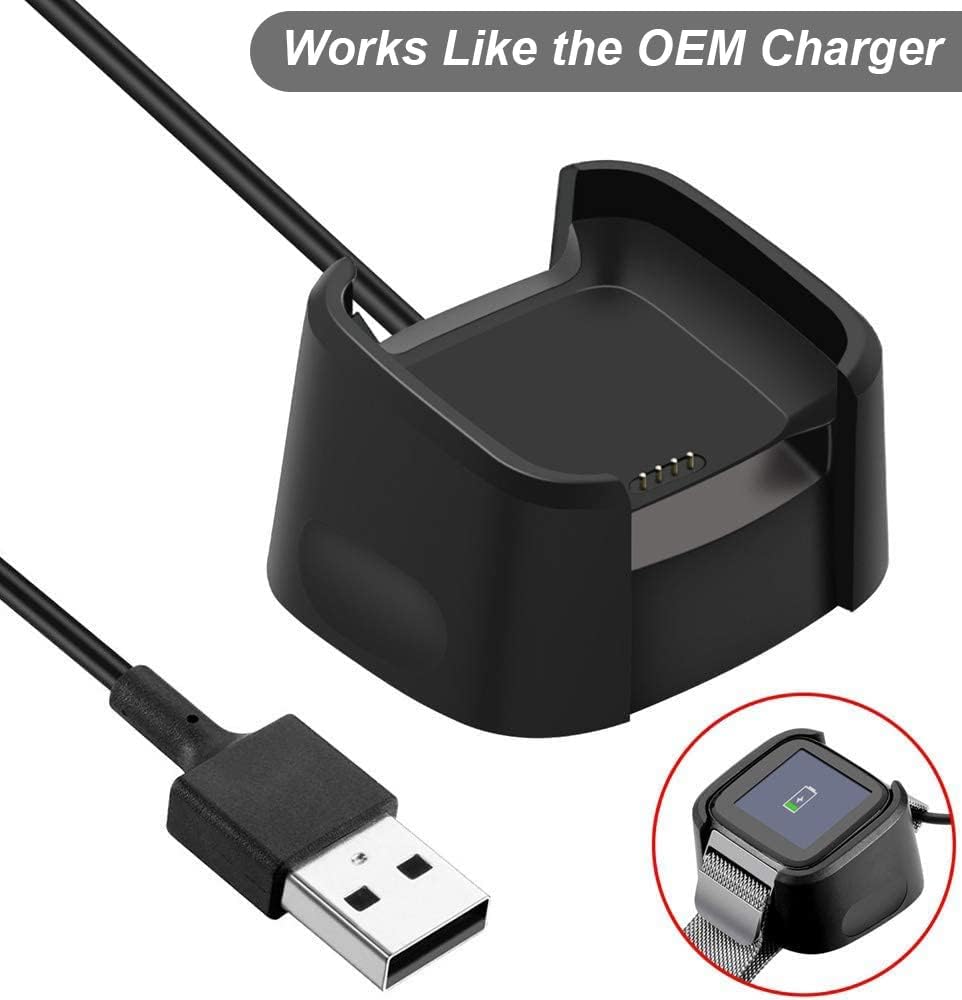 Charger for Fitbit Versa (Not for Versa 2/3), Replacement USB Charging Dock Cable Cord for Fitbit Smart Watch (3.3ft/1m)