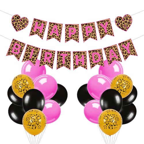 Ballons imprimés léopard rose et noir pour anniversaire safari original