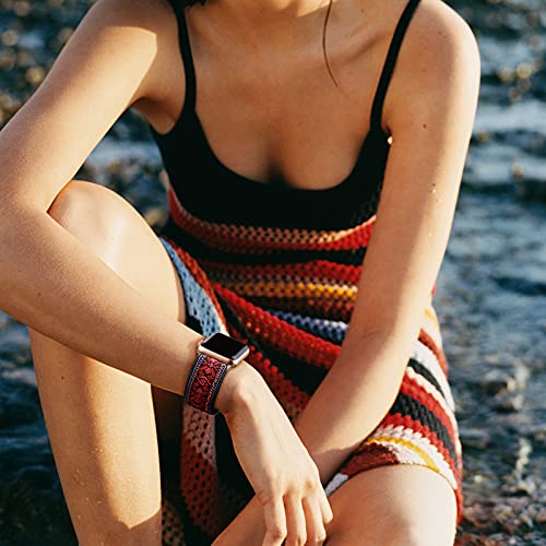 Easuny Stretchy Boho Bands Compatible With Apple Watch Band 40Mm 38Mm 41Mm Women, Adjustable Elastic Nylon Strap Solo Loop Replacement Wristband For Iwatch Se Ultra Series 8 7 6 5 4 3 2 1, 5 Pack #TOP2