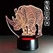 TRADE 3D Visual Multicolor Gradient Acrylic Animal Rhino LED Touch USB Dual Purpose Base Bedside Illumination Night Light