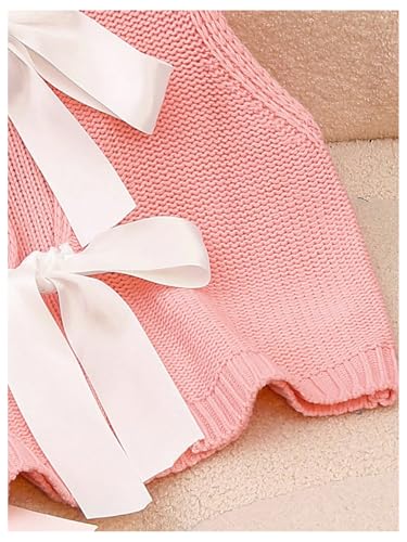 Image of GORGLITTER Women's Tie Back Cropped Sweater Vest Bow Sleeveless Knit Tank Tops Trendy Cute Cardigan Dressy Casual Outfits