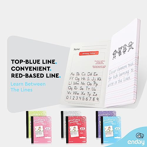 Image of Enday Primary Journal Grades K-2, Primary Writing Journal, Half Page Ruled Primary Journal Composition Notebook for Kids, 100 Sheets kids Notebook, Purple and Blue (2 Pack)